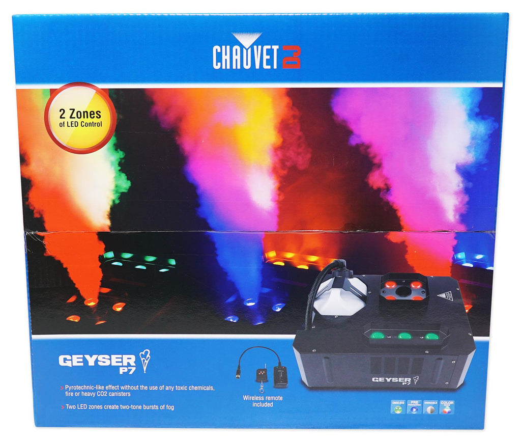 Chauvet DJ GEYSER P7 Fog Machine Fogger, RGBA+UV LED+384 Ch DMX Controller