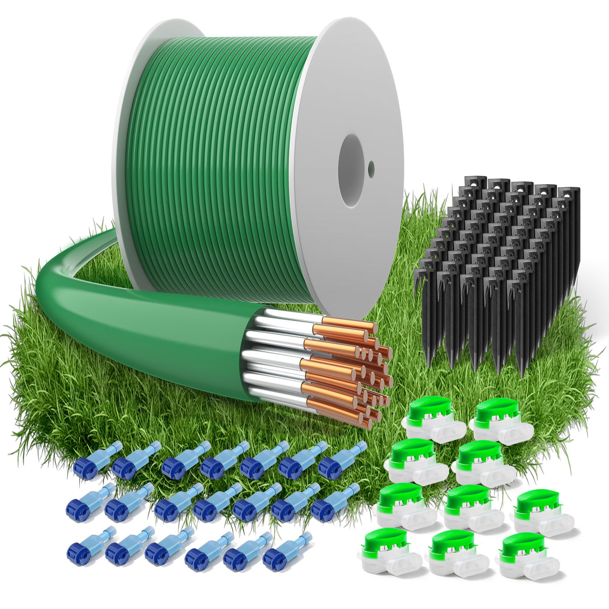 150m/492ft Boundary Cable for Robot Lawnmower, Garden Wire Accessory Set, with 50 Pegs, 10 Cable Connectors, 20 Sets of Connection Terminal, Universal Boundary Wire, Compatible with /Worx