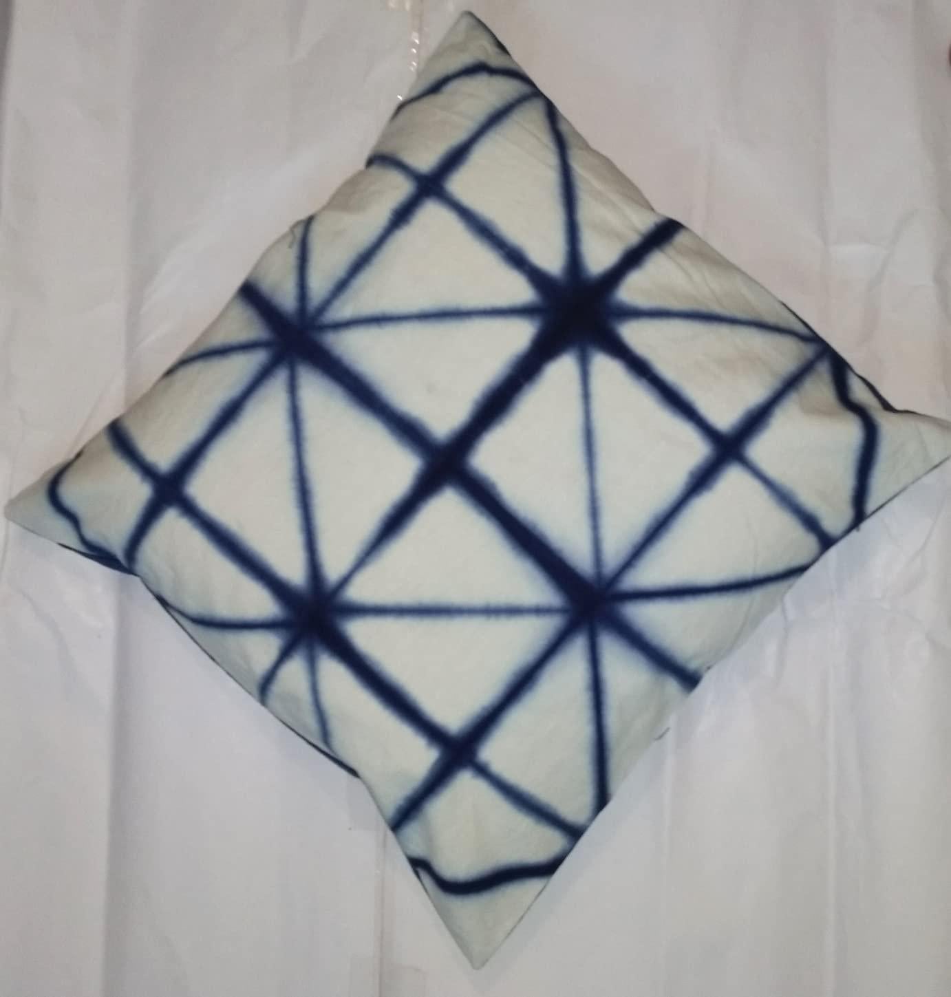 Shibori Sofa Cusion Cover, Block Printing, Indigo Colour, Decorative Cotton Throw, Tie Dye Shibori Cushion Covers, Multicolour Colour, Bohemian Pillow Shams Outdoor Cushion Cover 16x16