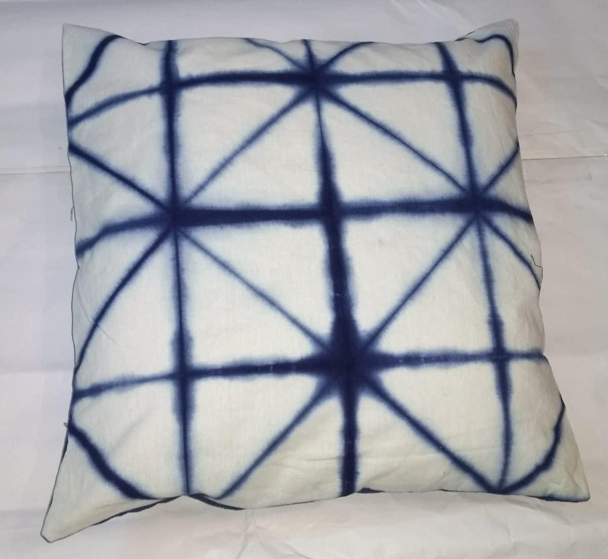 Shibori Sofa Cusion Cover, Block Printing, Indigo Colour, Decorative Cotton Throw, Tie Dye Shibori Cushion Covers, Multicolour Colour, Bohemian Pillow Shams Outdoor Cushion Cover 16x16