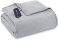 Thermee Micro Flannel Twin-Size Heated Blanket, Machine Wash &amp; Dry, Timer &amp; Safety Shutoff, 85Lx66W, Slate Grey