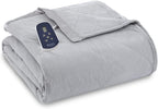 Thermee Micro Flannel Twin-Size Heated Blanket, Machine Wash &amp; Dry, Timer &amp; Safety Shutoff, 85Lx66W, Slate Grey