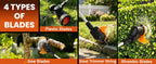Electric Weed Wacker Cordless Battery Powered Weed Eater, String Trimmer with 2 Battery Operated&amp;Wheels&amp;Metal Blades, Lightweight 4 in 1 Grass Trimmer/Brush Cutter/Lawn Edger/Mower for Garden Yard
