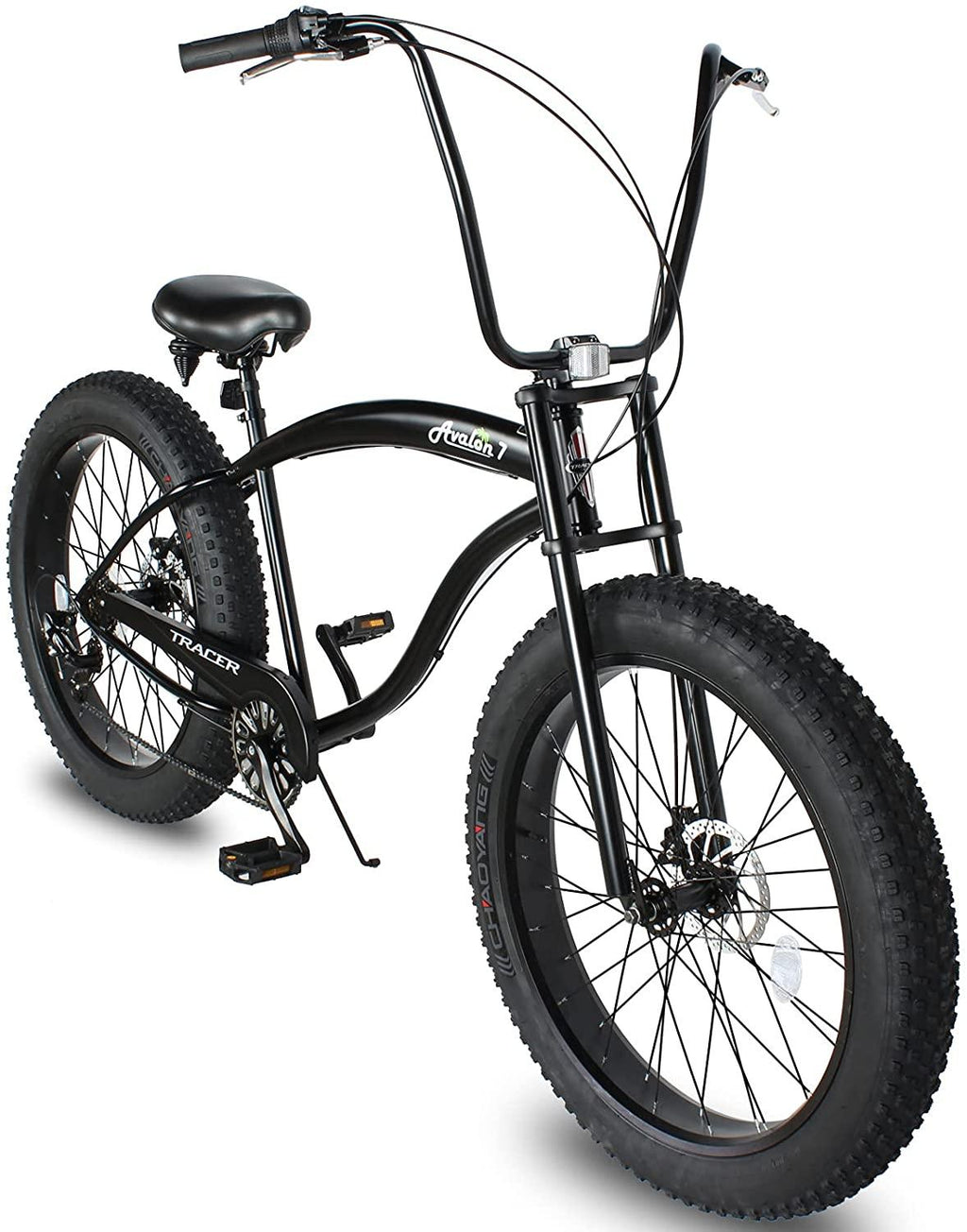 Tracer Avalon 26 Inch Beach Cruiser Bike for Men,Steel Frame,1/7 Speed,Hi-Rise Handlebar,Three Piece Cranksets, Fat Alloy Rim 80mm,26x4.0 Fat Tire Bike,Mens Bike,Complete Cruiser Bikes