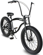 Tracer Avalon 26 Inch Beach Cruiser Bike for Men,Steel Frame,1/7 Speed,Hi-Rise Handlebar,Three Piece Cranksets, Fat Alloy Rim 80mm,26x4.0 Fat Tire Bike,Mens Bike,Complete Cruiser Bikes
