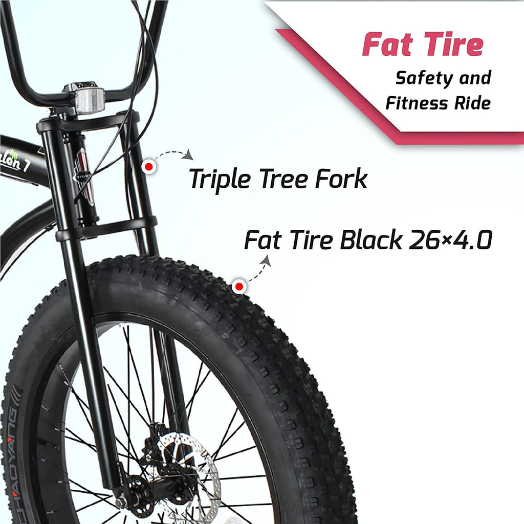 Tracer Avalon 26 Inch Beach Cruiser Bike for Men,Steel Frame,1/7 Speed,Hi-Rise Handlebar,Three Piece Cranksets, Fat Alloy Rim 80mm,26x4.0 Fat Tire Bike,Mens Bike,Complete Cruiser Bikes