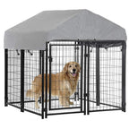 BestPet LarDog Crate CaMetal Wire Kennel Double-Door Folding Pet Animal Pet Cawith Plastic Tray and Handle