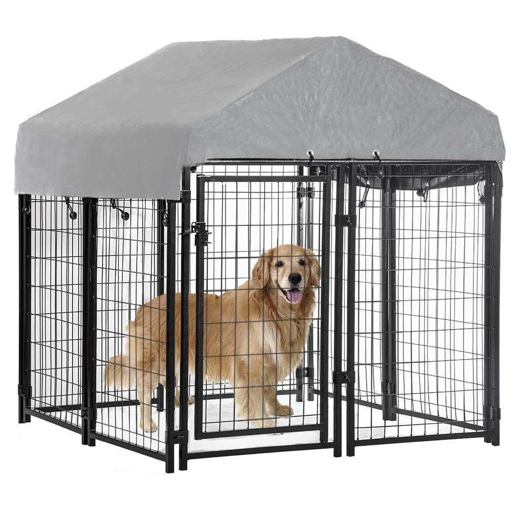 BestPet LarDog Crate CaMetal Wire Kennel Double-Door Folding Pet Animal Pet Cawith Plastic Tray and Handle