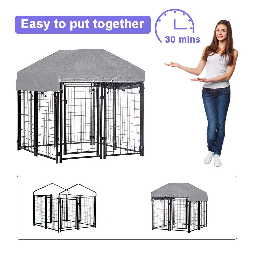 BestPet LarDog Crate CaMetal Wire Kennel Double-Door Folding Pet Animal Pet Cawith Plastic Tray and Handle