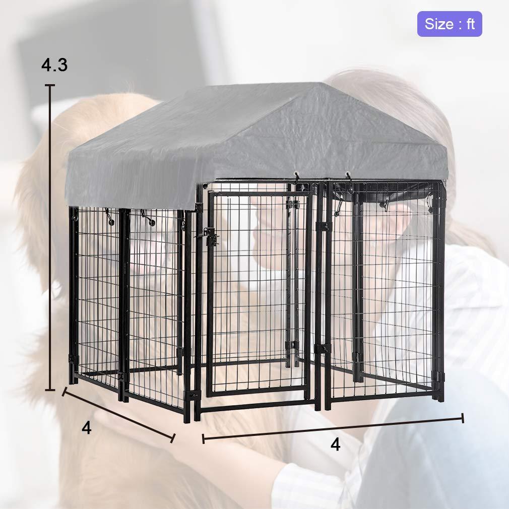BestPet LarDog Crate CaMetal Wire Kennel Double-Door Folding Pet Animal Pet Cawith Plastic Tray and Handle