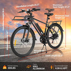 Casulo Electric Mountain Bike 26'' Road Touring Bikes for Adult, Electric Commuter Bicycle for Men, 350W Treke-Bike Bicycle for Adult Hybrid Road e Bike with 36V/10.4Ah Removable Battery