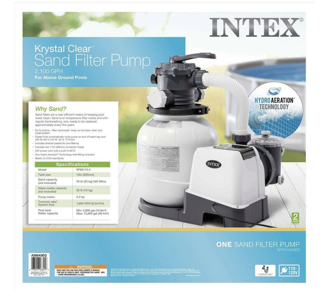 intex 2100 gph sand filter pump with automatic timer pool in hand fast
