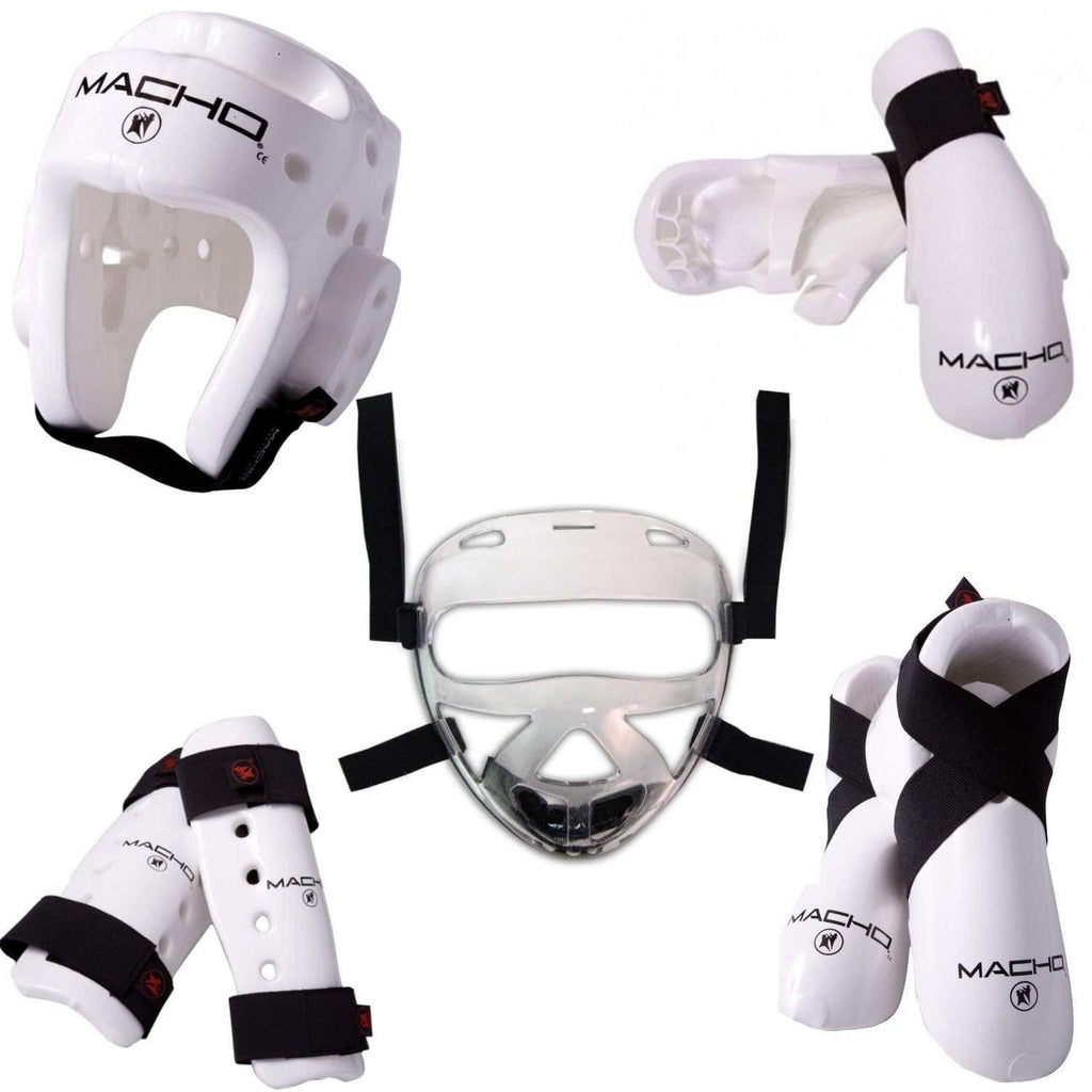 Macho Dyna 8 piece sparring gear set with Shin Guards and Face Shield