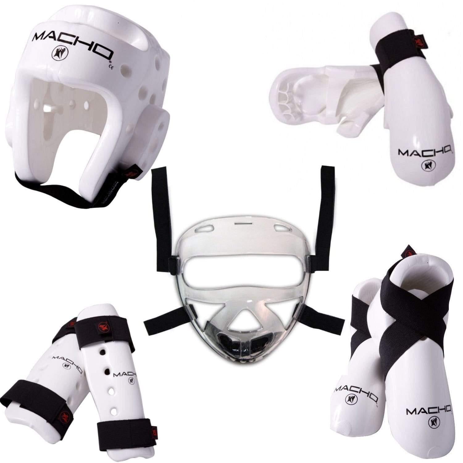 Macho Dyna 8 piece sparring gear set with Shin Guards and Face Shield