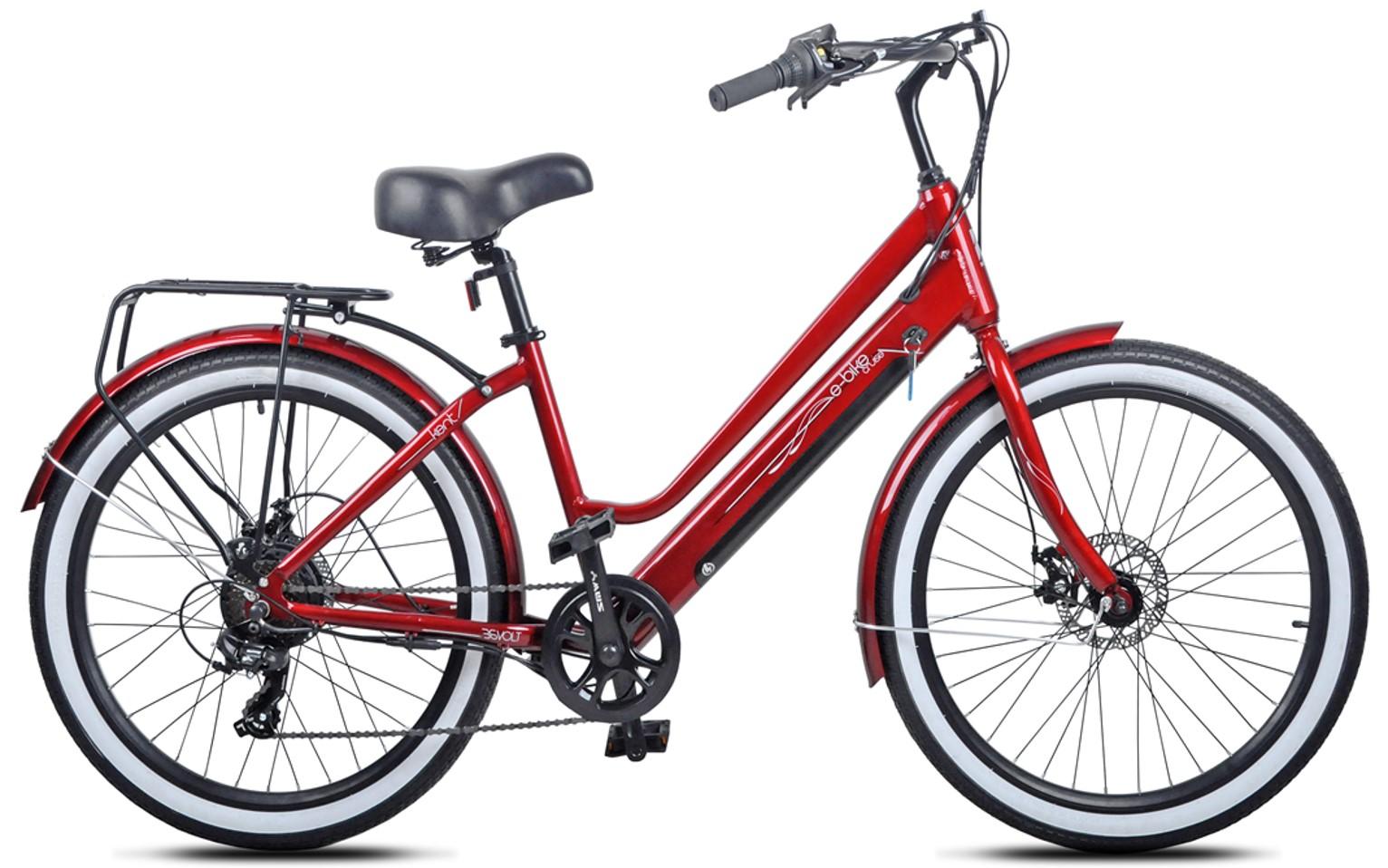 Kent Red 26" 350w Electric Pedal Assist Cruiser Style Bike, E-Bike with Removable 36V 10.4Ah Lithium-Ion Battery, Electric Bicycle