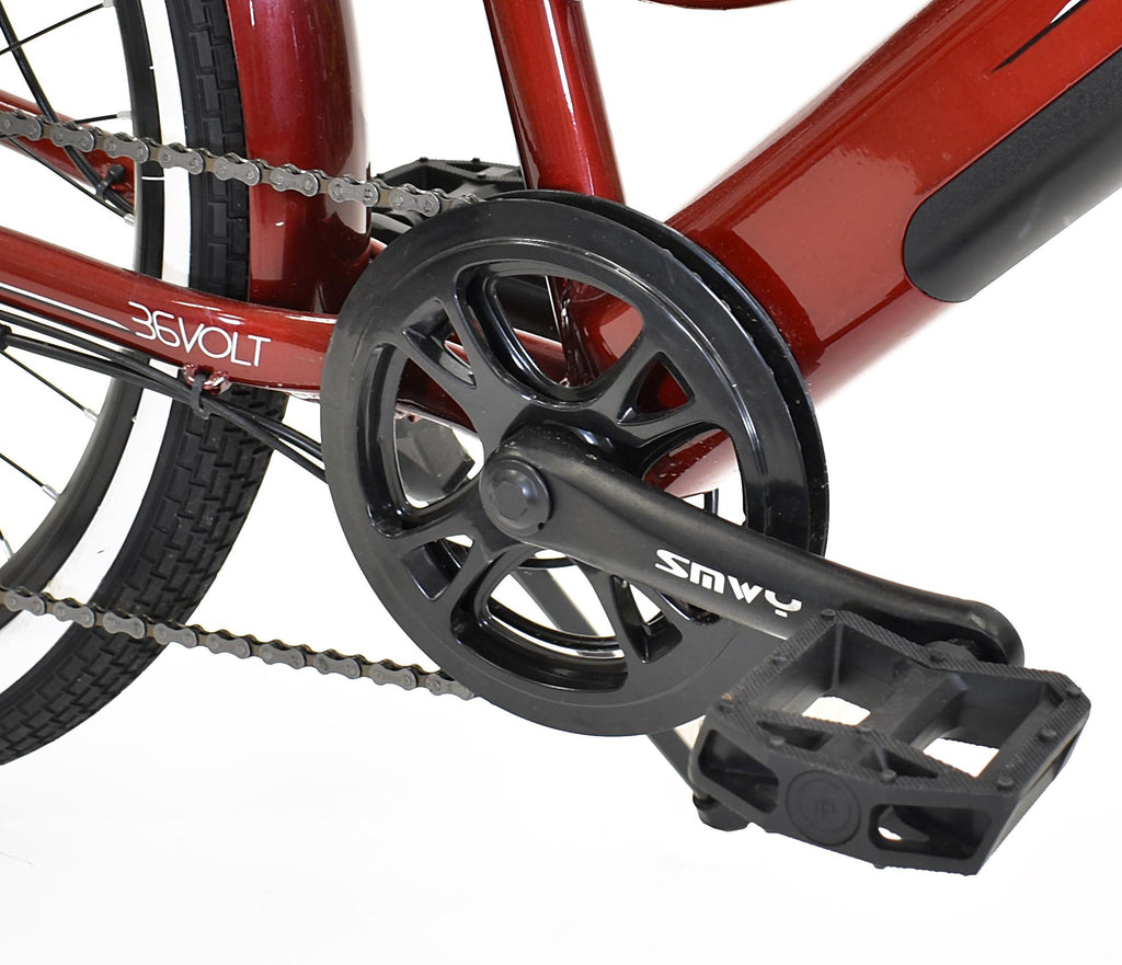 Kent Red 26" 350w Electric Pedal Assist Cruiser Style Bike, E-Bike with Removable 36V 10.4Ah Lithium-Ion Battery, Electric Bicycle