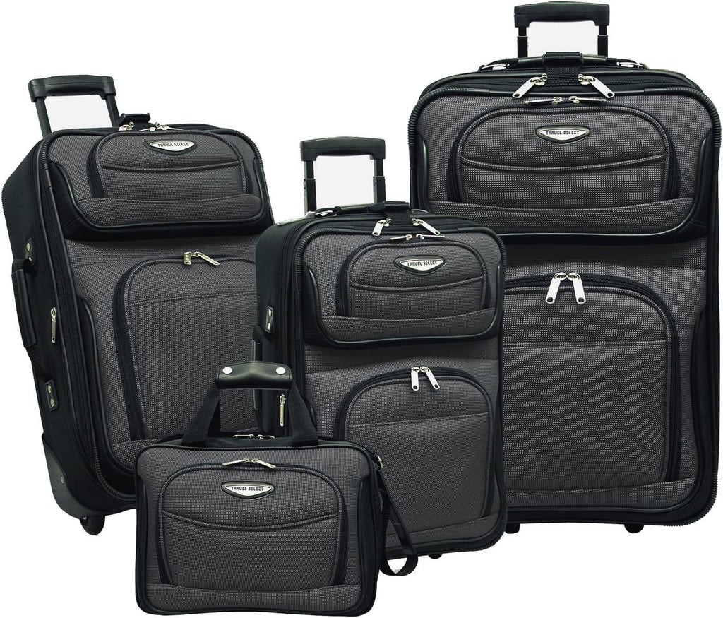 Amsterdam Expandable Rolling Upright Luggage, Gray, 4-Piece Set
