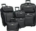Amsterdam Expandable Rolling Upright Luggage, Gray, 4-Piece Set