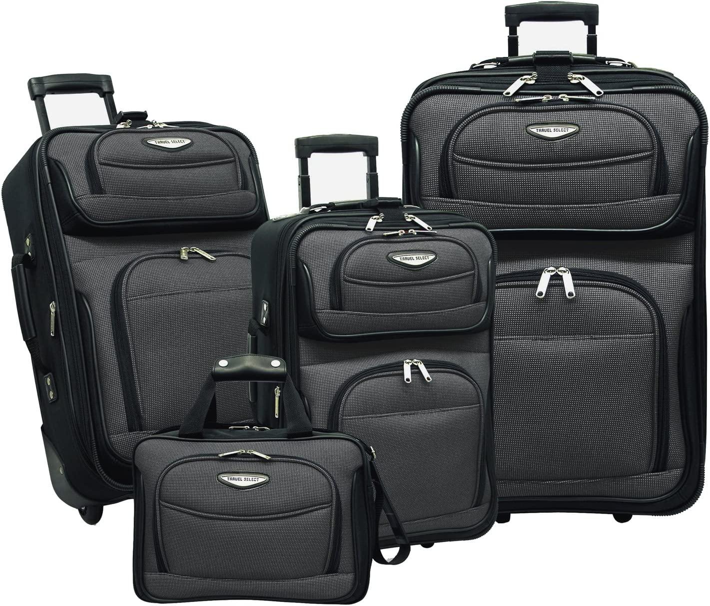 Amsterdam Expandable Rolling Upright Luggage, Gray, 4-Piece Set