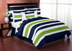 Stripe Navy Green Full Queen Comforter Bedding Set by Sweet Jojo s