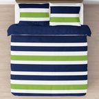 Stripe Navy Green Full Queen Comforter Bedding Set by Sweet Jojo s