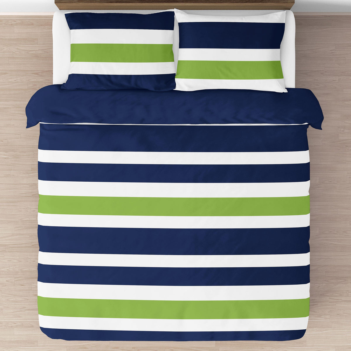 Stripe Navy Green Full Queen Comforter Bedding Set by Sweet Jojo s