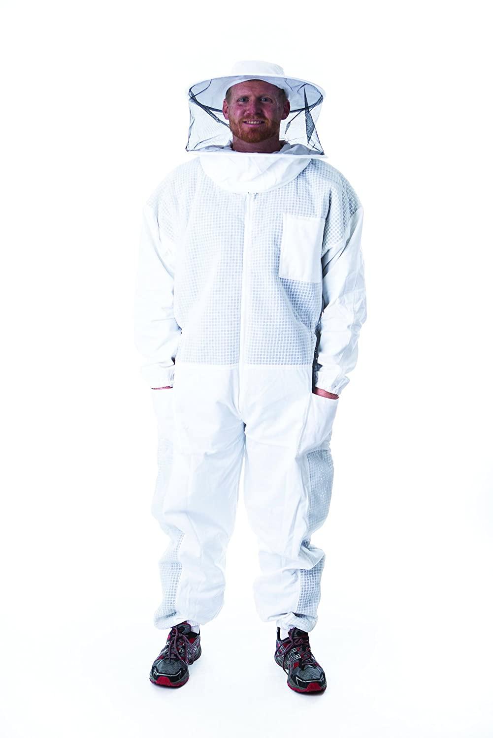 semi-ventilated beekeeper suit with round hood for beekeeping (3x)