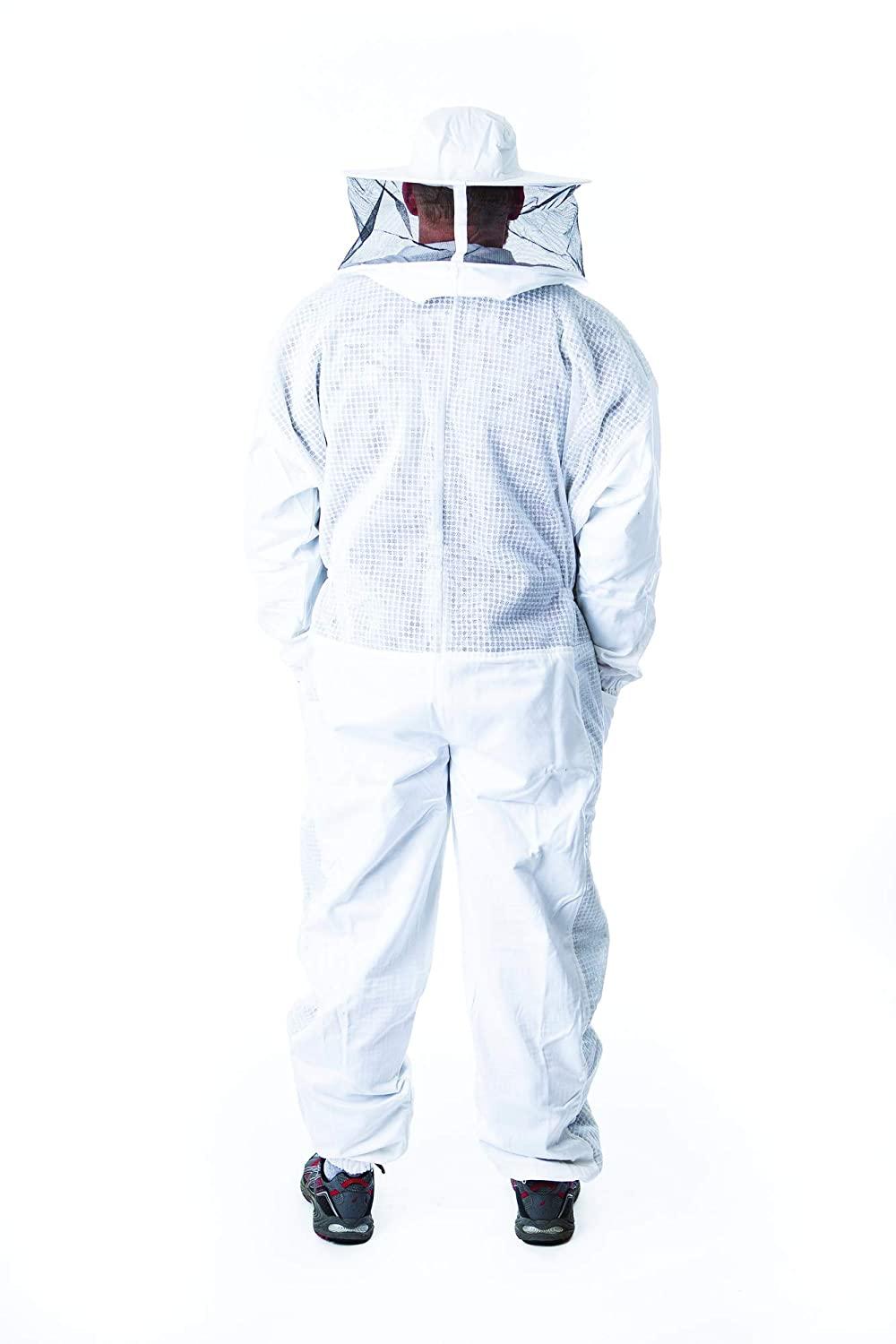 semi-ventilated beekeeper suit with round hood for beekeeping (3x)