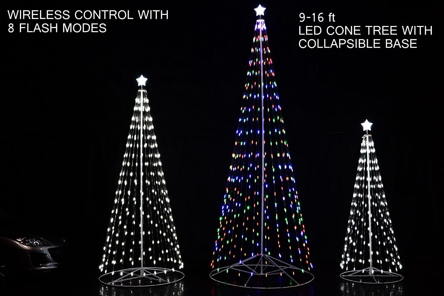 192″ (16' Ft.) Outdoor Warm White LED Cone Tree with Wireless Remote, 61508
