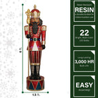 72 in. Christmas Jeweled Nutcracker with Staff and LED Lights