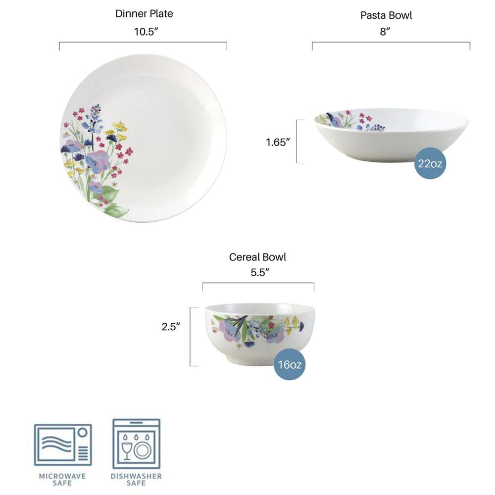 Flower Meadow 18 Piece Dinnerware Set, Service for 6