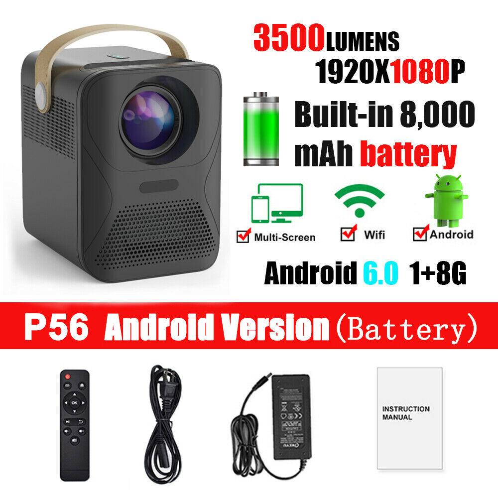 p56 1080p android projector 8000mah full hd tv video home theater fire tv pc ps4