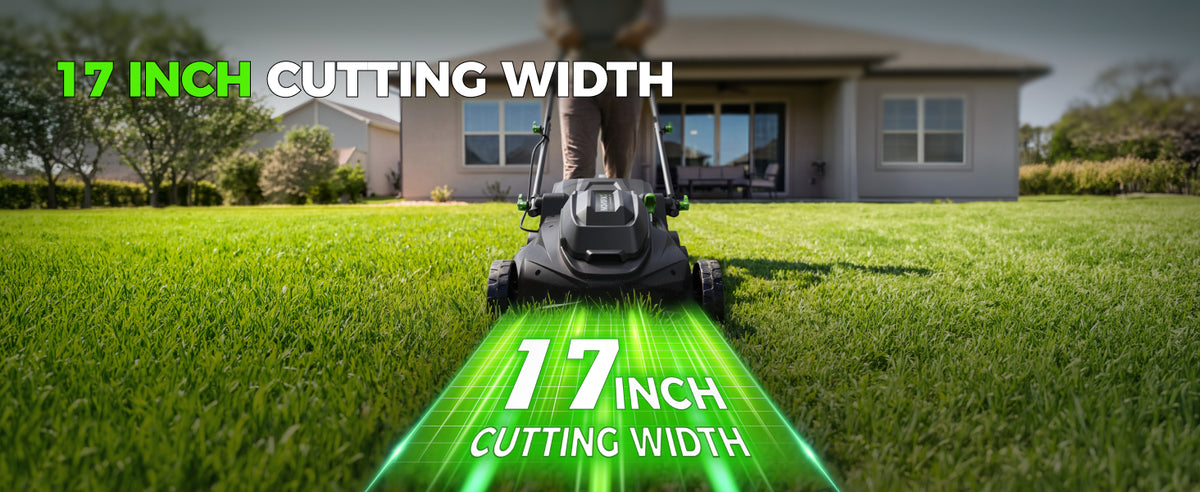 40V 17-Inch Cordless Lawn Mower, Brushless Electric Lawn Mower with Dual 4.0Ah Batteries &amp; Charger, 6 Cutting Heights, 2-in-1 Mulching &amp; Bagging