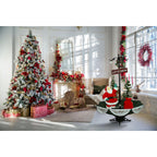 Fraser Hill Farm Let It Snow Series 47-In. Red Santa with Green Umbrella Base, Animated Musical Snow Decoration