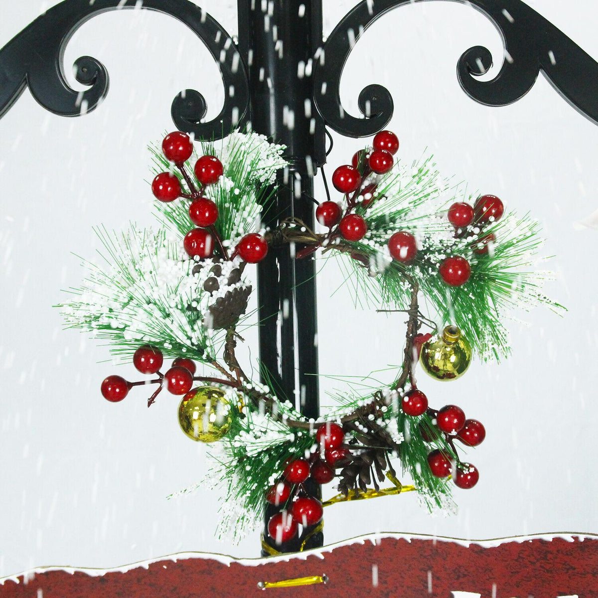 Fraser Hill Farm Let It Snow Series 47-In. Red Santa with Green Umbrella Base, Animated Musical Snow Decoration