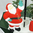Fraser Hill Farm Let It Snow Series 47-In. Red Santa with Green Umbrella Base, Animated Musical Snow Decoration