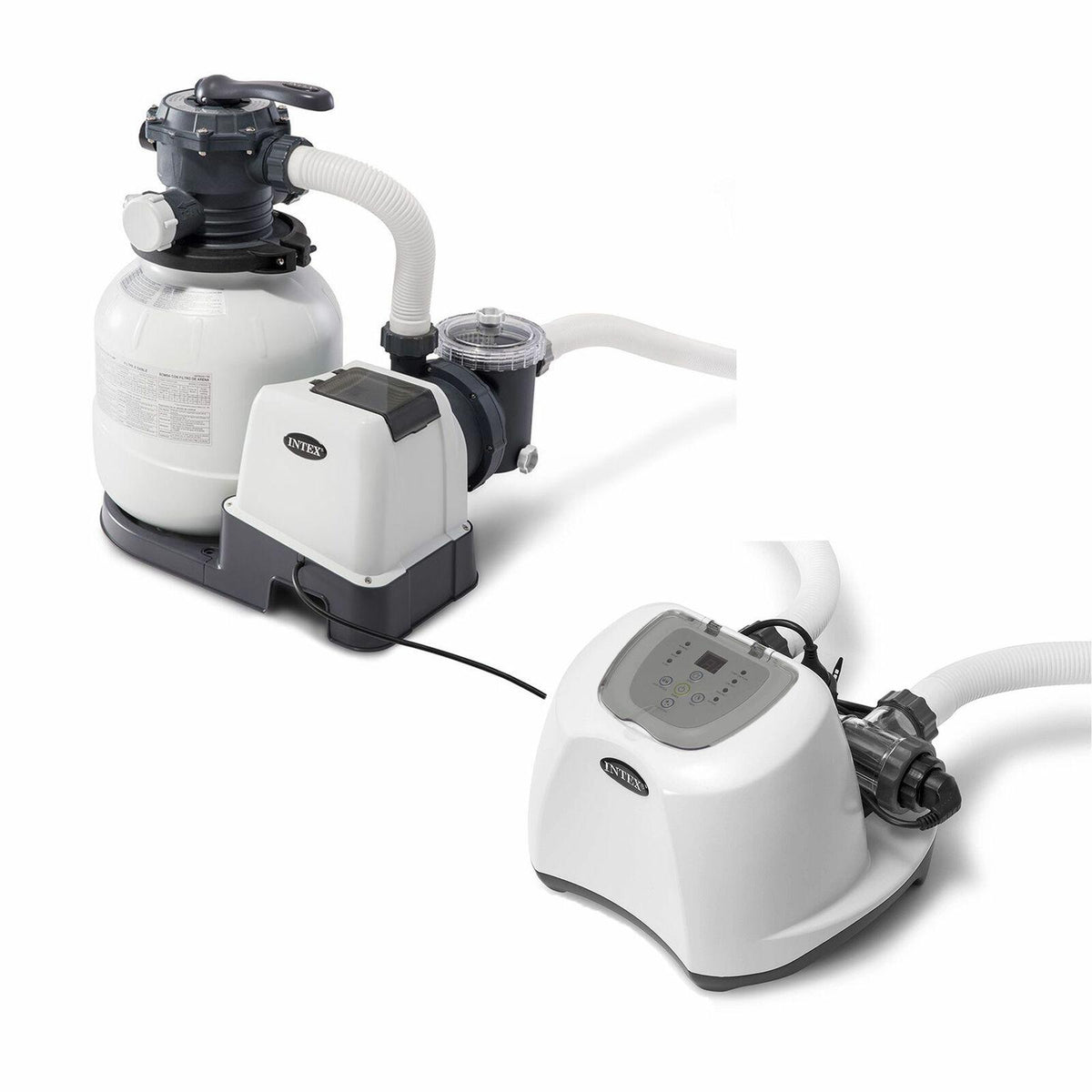 intex 2100 gph pool sand filter pump w/krystal clear saltwater system