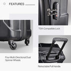 Centric Hardside Expandable Luggage with Spinner Wheels, Black, 3-Piece Set (20/24/28)