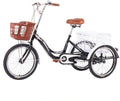 HKPLDE 20inch Adult Tricycles Single Speed Bicycle 20inches 3 Wheel Fender Trike Bike Cycling Pedal with Shopping Basket Front Basket