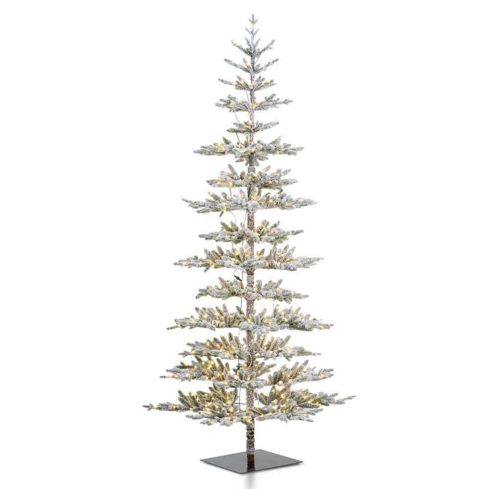 9 ft. Deluxe Pre-Lit Flocked Pine Artificial Christmas Tree with 650 Warm White Lights