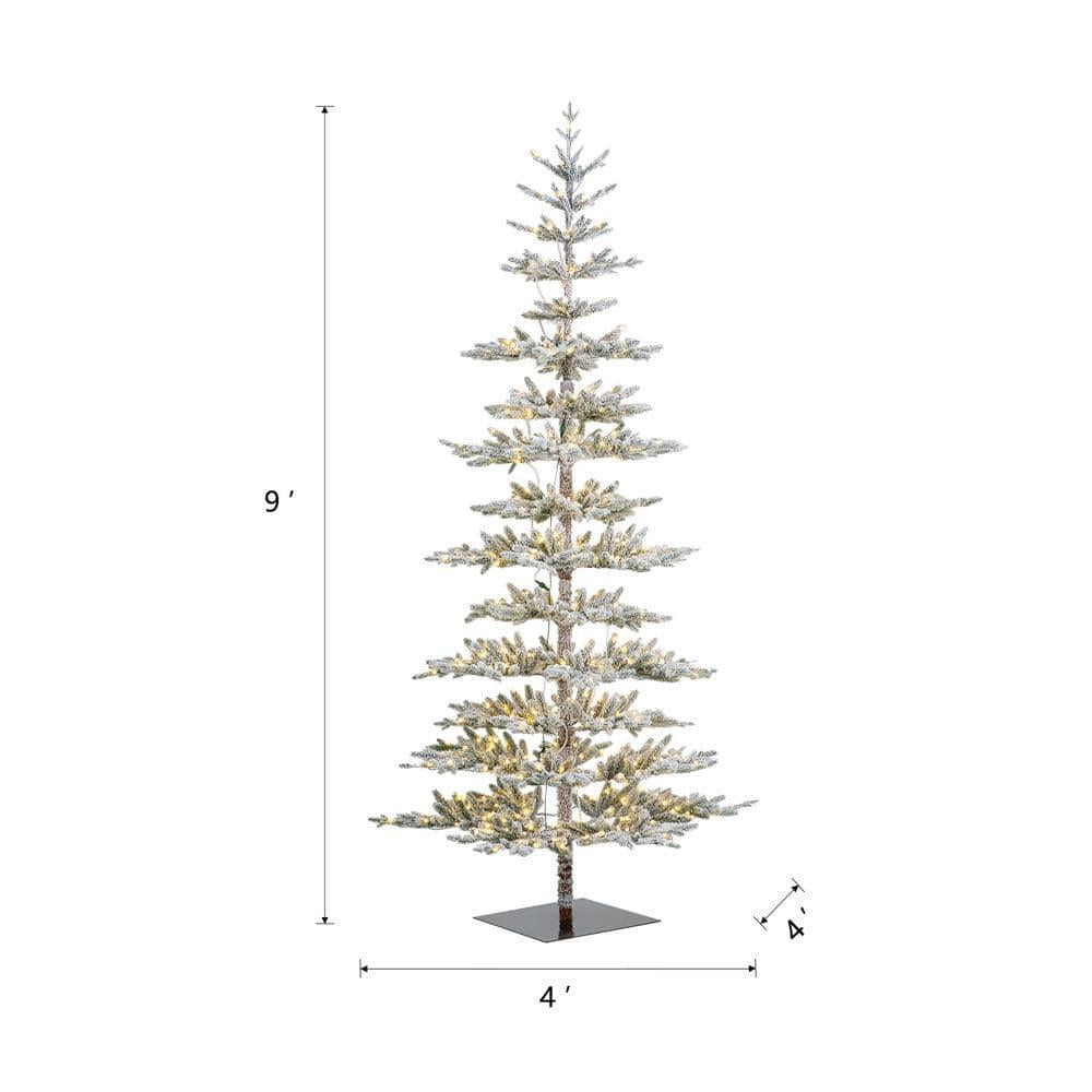 9 ft. Deluxe Pre-Lit Flocked Pine Artificial Christmas Tree with 650 Warm White Lights