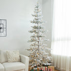 9 ft. Deluxe Pre-Lit Flocked Pine Artificial Christmas Tree with 650 Warm White Lights