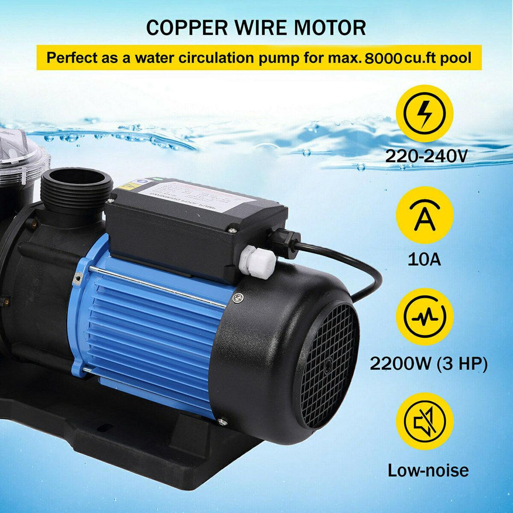 3hp swimming pool pump motor for hayward strainer in/above ground 2" npt