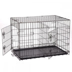 MR Direct Folding Pet Dog Cat Crate CaKennel With Plastic Tray W/Divider (24")