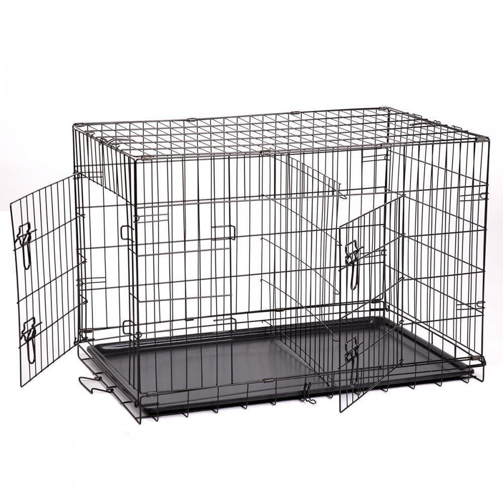 MR Direct Folding Pet Dog Cat Crate CaKennel With Plastic Tray W/Divider (24")