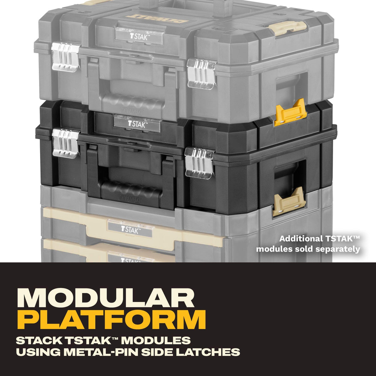Tool Box TSTAK II, 13 In. Flat Top Tool StoraCase, Stackable Organizer Hard Case Portable Toolbox, Heavy Duty, Holds Up To 66 lbs (DWST17807)