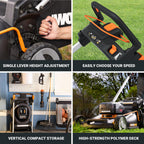 Nitro Cordless Lawn Mower, 21" Electric Mower with Variable Speed, Self-propelled Lawn Mower with Aerodeck &amp; Intellicut, 2 × 5.0 Ah Batteries &amp; Charger Included, WG760