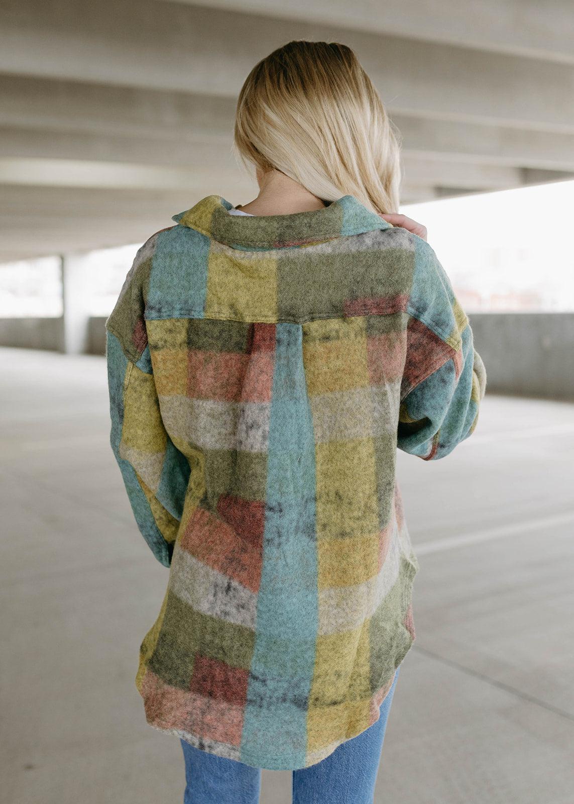 multi check oversized shacket