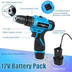 146-Piece Home Tool Set with 12V Blue Cordless Drill | With Portable Toolbox, Hand Tools for Home Repair, DIY Projects & Daily Use, Gift for Women & Men