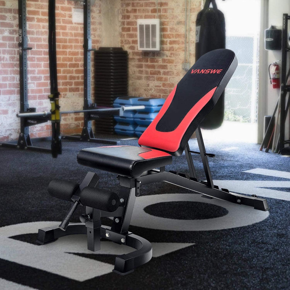 Vanswe Weight Bench Adjustable Workout Bench 800lbs Weight Capacity Flat Incline Decline Exercise Bench for Home Gym Strength Training Full Body Workout